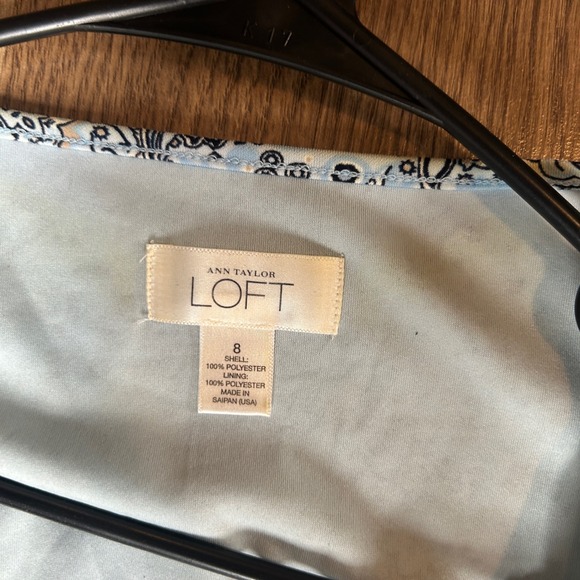 LOFT Women's Size 8 Paisley‎ Print Sleeveless Faux Wrap Dress Belted Blue - Picture 5 of 5